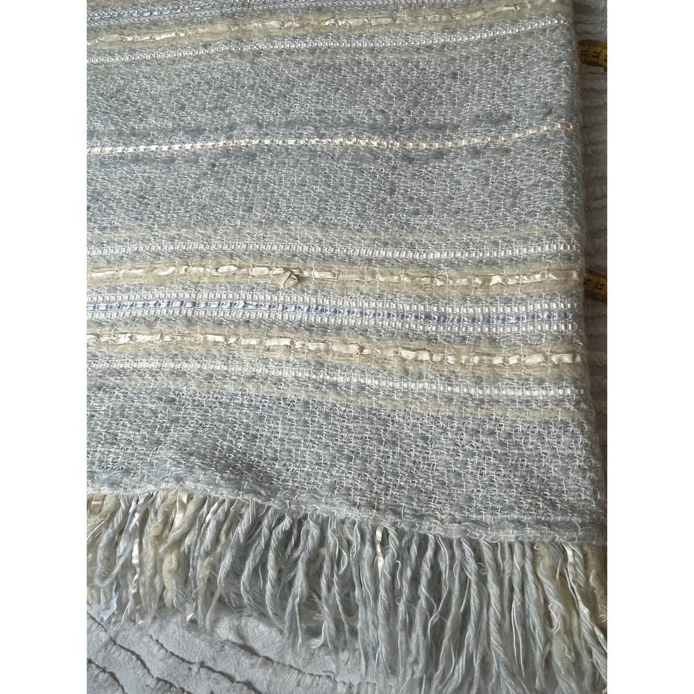 The Weave O the Irish Mohair Blend Striped Fringed Throw Blanket Made in Ireland - Picture 8 of 8